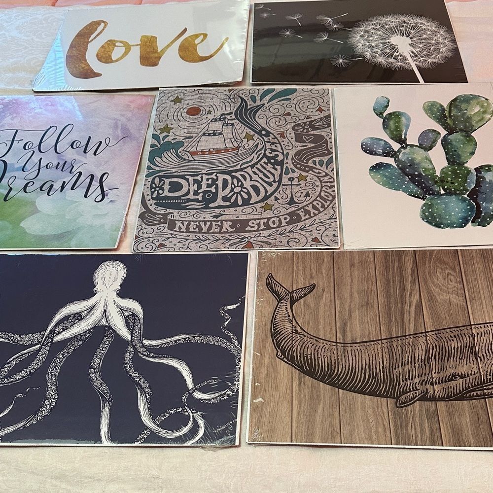 Artistic Wall Prints Set of 7 Size 11” x 14”